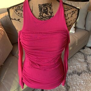 VENUS hot pink cold shoulder ruched top!